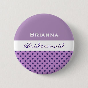 Bridesmaid Purple Polka Dots V05 2 Inch Round Button