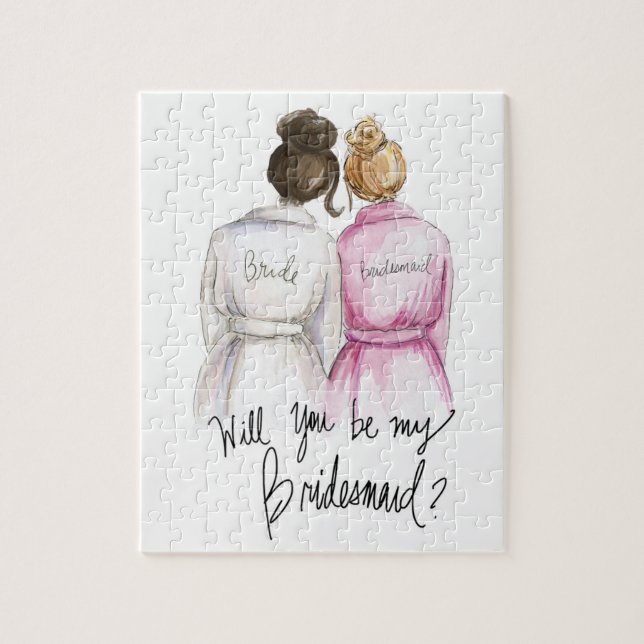 Bridesmaid? Puzzle Dark Br Bun Bride Dk Bl Bun Bm (Vertical)