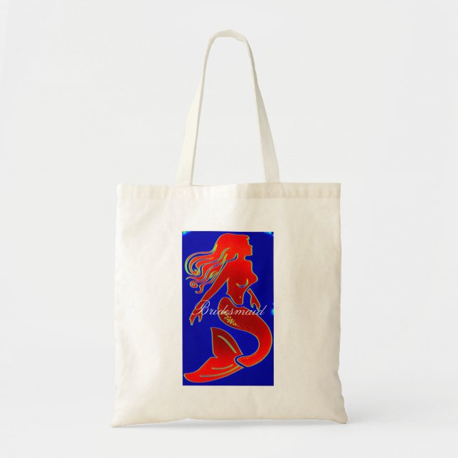 bridesmaid red mermaid tote bag (Front)