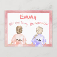 Bridesmaid Request/Girls in robes Back View/peach