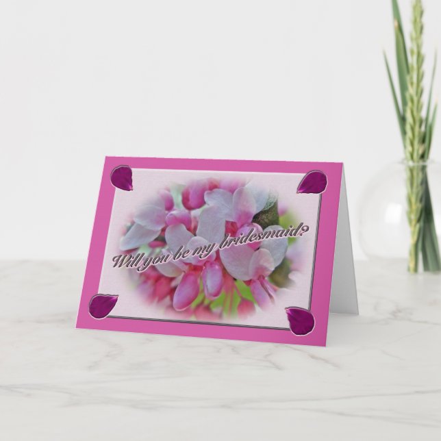 Bridesmaid Request Redbud Flowers Invitation (Front)