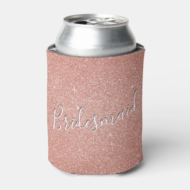 Bridesmaid Rose Gold Blush Pink Can Cooler (Can Front)