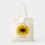 Bridesmaid Rustic Flower Sunflower Personal Tote Bag<br><div class="desc">Sunflower Rustic Wedding Bridesmaid Tote Bag. A bright yellow sunflower is the backdrop for this custom Bridesmaid Tote Bag .
The design has a rustic feel.
All information is easily altered for your custom personal Bridesmaid Tote Bag.
Bright and inviting ,  excellent  Bridesmaid Wedding favour.</div>