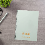 Bridesmaid sage green notebook<br><div class="desc">A sage green background colour. Personalize and add your bridesmaid's name. Golden handwritten style script.</div>