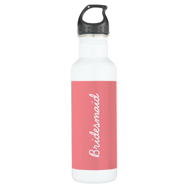 Bridesmaid Salmon Pink Wedding Bridal Gift Favour 710 Ml Water Bottle (Front)