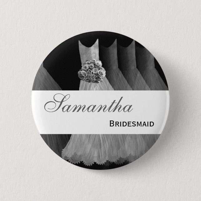 BRIDESMAID Silver Gowns F200A 2 Inch Round Button (Front)