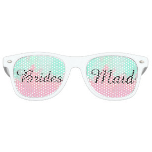 Bridesmaid Summer Pink Teal Watercolor Wedding Retro Sunglasses