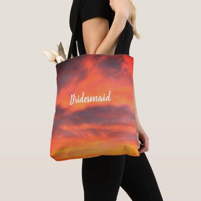 Bridesmaid Sunset Sky Orange Abstract Gift Favor Tote Bag (Close Up)
