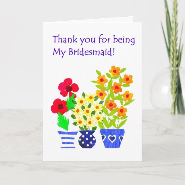 Bridesmaid Thank You Card - Flower Power (Front)