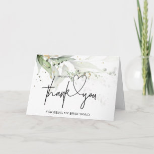 Bridesmaid Thank You Gift Wedding Bridal Party Card