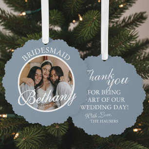 Bridesmaid Thank You Keepsake Wedding Ornament Card