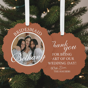 Bridesmaid Thank You Keepsake Wedding Ornament Card