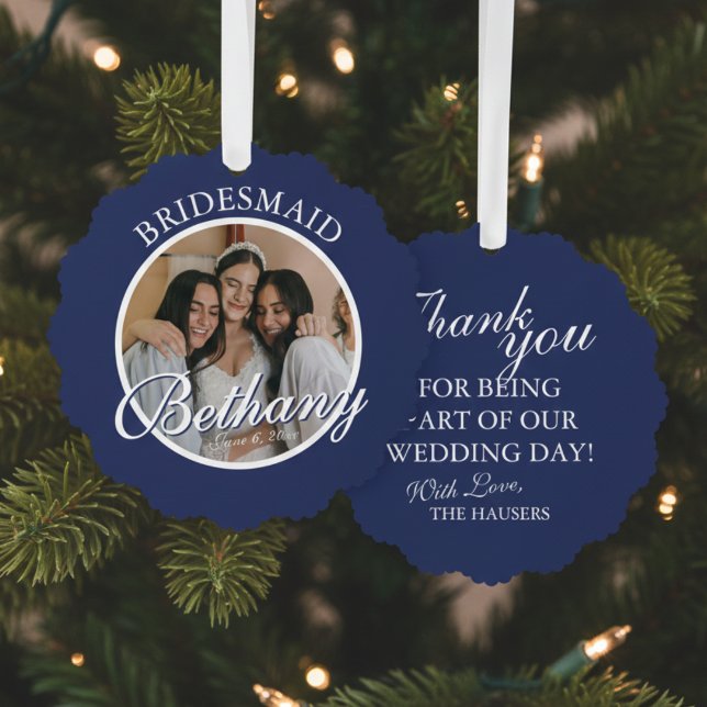 Bridesmaid Thank You Keepsake Wedding Ornament Card (Say thank you to your Bridesmaid with a gift they'll cherish every holiday season! )