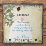 Bridesmaid Thank You Tile Gown with Tree Swirls<br><div class="desc">A Special Personalized Custom Tile Gift to Say Thank You to your Bridesmaids Whimsical Tree and Bridesmaid Gown</div>