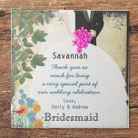 Bridesmaid Thank You Tile Gown with Tree Swirls<br><div class="desc">A Special Personalized Custom Tile Gift to Say Thank You to your Bridesmaids Whimsical Tree and Bridesmaid Gown</div>