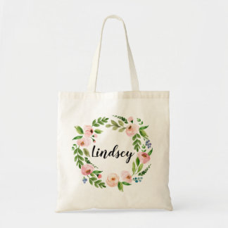 Bridesmaid Tote Bag Custom Wreath Flowers
