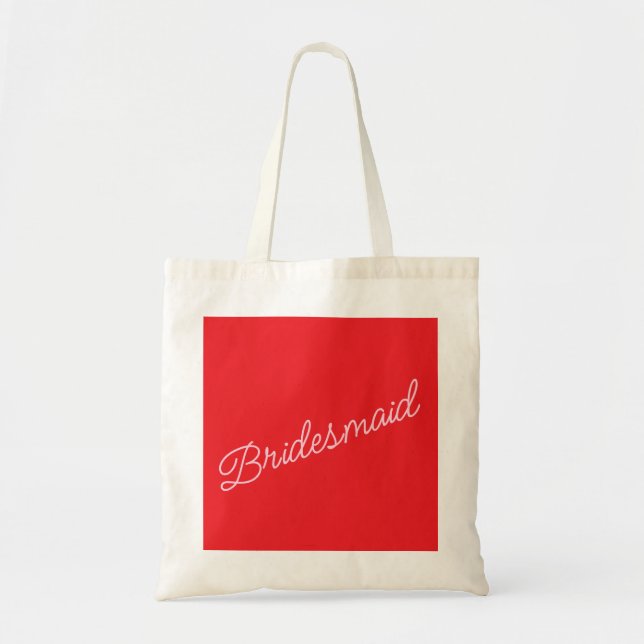 Bridesmaid Tote Bag Gift Red Pink Bridal Party  (Front)