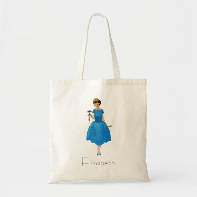 Bridesmaid Tote Bags, pretty posy blue (Front)