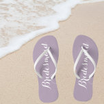 Bridesmaid Trendy Mauve Colour Flip Flops<br><div class="desc">Gift your wedding bridesmaids with these stylish bridesmaid flip flops that are a trendy mauve/pale purple colour along with white,  stylized script to complement your similar wedding colour scheme. Select foot size along with other options. You may customize your flip flops to change colour to your desire.</div>