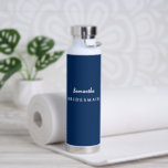Bridesmaid Water Bottle<br><div class="desc">This insulated water bottle is shown in white with a bridesmaid custom name sample.
Colour accent Navy Blue
Customize this item and change the sample name to yours.</div>