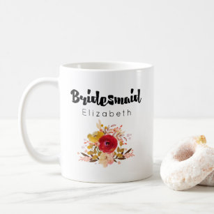 Bridesmaid -  Watercolor Flower Bouquet Wedding Coffee Mug
