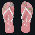 Bridesmaid watercolor personalized beach wedding flip flops<br><div class="desc">Bridesmaid watercolor personalized beach wedding with the bridesmaid name and title.</div>
