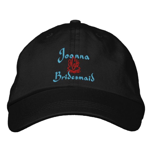 Bridesmaid Wedding Black Embroidered Hat (Front)