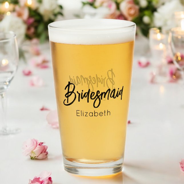 Bridesmaid Wedding Black Script Elegant  Glass (Creator Uploaded)