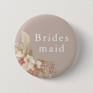 Bridesmaid Wedding Boho Pampas Grass Button