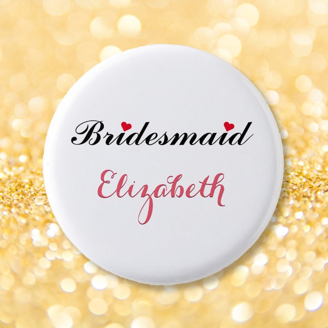 Bridesmaid Wedding Bridal Bachelorette Party White 1 Inch Round Button (Bridesmaid Wedding Bridal Bachelorette Party White Button)