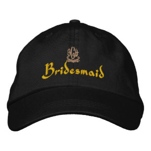 Bridesmaid Wedding Brown Embroidered Hat