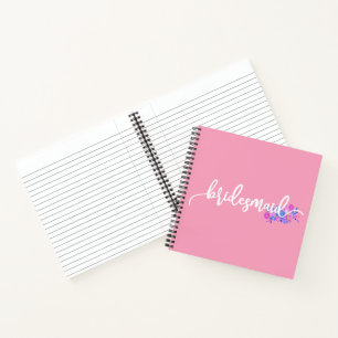 Bridesmaid Wedding Calligraphy Guestbook Notebook