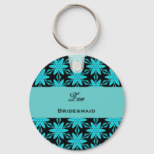 Bridesmaid Wedding Favour Aqua Flowers V0447 Keychain