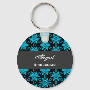 Bridesmaid Wedding Favour Blue Star Flowers V010 Keychain