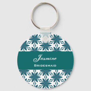 Bridesmaid Wedding Favour Green Star Flowers V025 Keychain