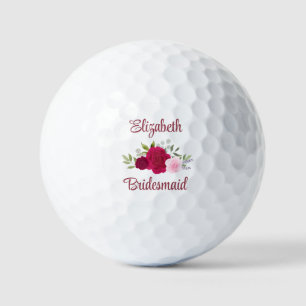 Bridesmaid Wedding Favour Magenta & Pink Roses Golf Balls