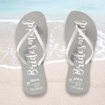 Bridesmaid Wedding Favour Name or Monogram Grey Flip Flops<br><div class="desc">Surprise your bridesmaids with this stylish custom name or monogram thank you/wedding favour gift. **The Background colour can be changed to match your wedding colours** Just click on customize it and then the small eye dropper. Add your Bridesmaid's name or monogram to make this a special gift just for her....</div>