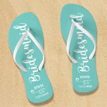 Bridesmaid Wedding Favour Name or Monogram Script Flip Flops<br><div class="desc">Surprise your bridesmaids with this stylish custom name or monogram thank you/wedding favour gift. **The Background colour can be changed to match your wedding colours** Just click on customize it and then the small eye dropper. Add your Bridesmaid's name or monogram to make this a special gift just for her....</div>