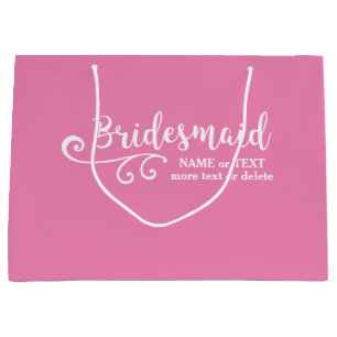 Bridesmaid Wedding Favour Name or Monogram Script Large Gift Bag