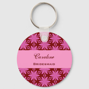 Bridesmaid Wedding Favour Pink Flowers V0448 Keychain
