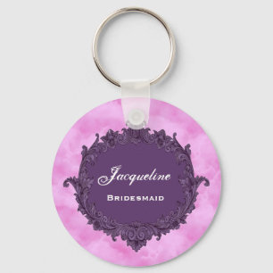 Bridesmaid Wedding Favour Purple Vintage %20 Keychain