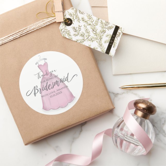 Bridesmaid Wedding Gifts Bride Personalized Classic Round Sticker (Gifting)