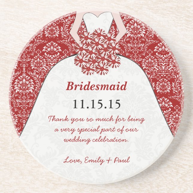 Bridesmaid Wedding Gown Coasters (Front)