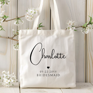 Bridesmaid Wedding Modern Script Personalized Name Tote Bag