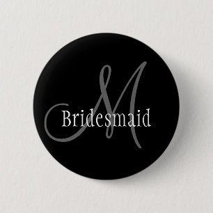 Bridesmaid Wedding Monogram Button
