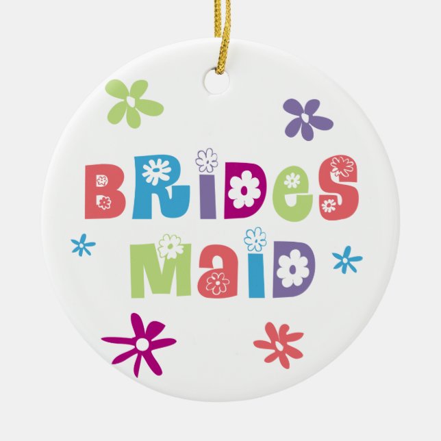 Bridesmaid Wedding Party Ceramic Ornament (Front)