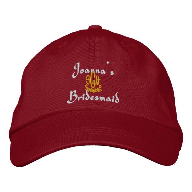 Bridesmaid Wedding Red Embroidered Hat (Front)