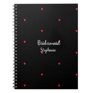 Bridesmaid Wedding Red Heart Patterns Gift Favour Notebook