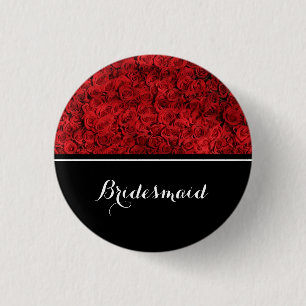 Bridesmaid Wedding Red Roses 1 Inch Round Button