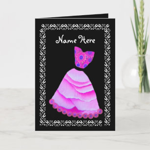 BRIDESMAID Wedding Thank You PINK Gown Card